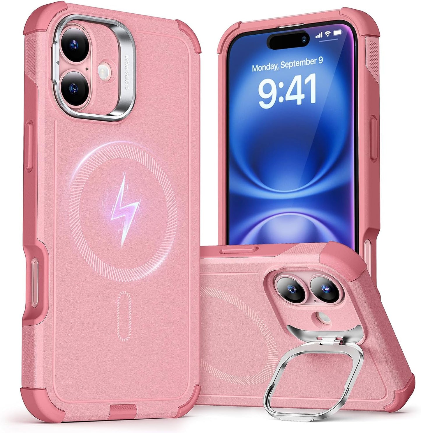 for Iphone 16E Case, 23 Ft Military-Grade Drop Protection, Heavy Duty Magnetic Phone Case, Compatible with Magsafe Accessories, Cyber Series, Red