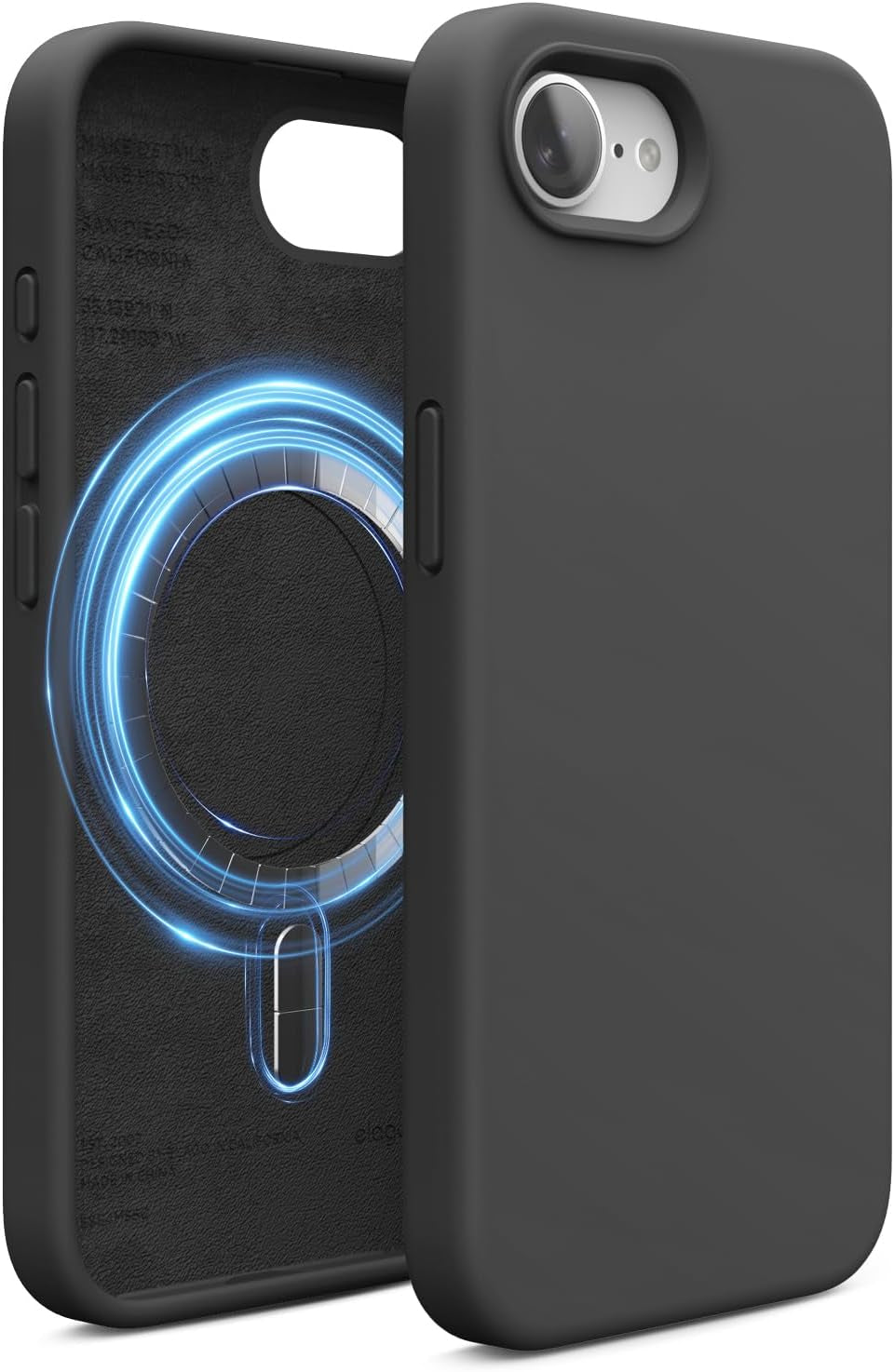 Magnetic Silicone Case Compatible with Iphone 16E Case Compatible with All Magsafe Accessories - Built-In Magnets, Soft Grip Silicone, Shockproof (Black)