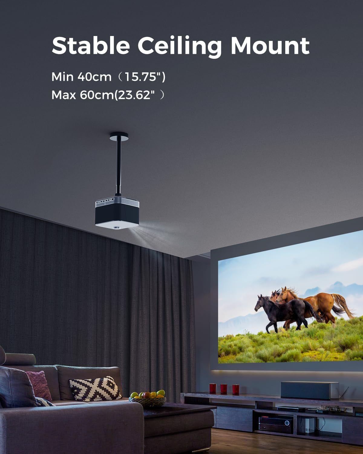 Extendable Ceiling & Wall Projector Mounts + 100" 4K HD Portable Screen with Stand (16:9,Adjustable Height, 160° Viewing Angle, for Home & Outdoor).