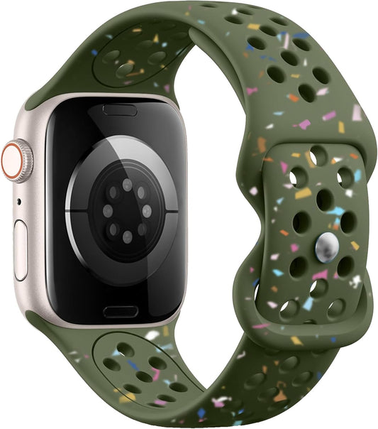 Sport Watch Band Compatible for Apple Watch Band 49Mm 45Mm 44Mm 42Mm 41Mm 40Mm 38Mm Men Women Breathable Silicone Sport Replacement Wristband Strap for Iwatch Series 9/8/7/6/5/4/3/2/1/Se/Ultra 2/Ultra