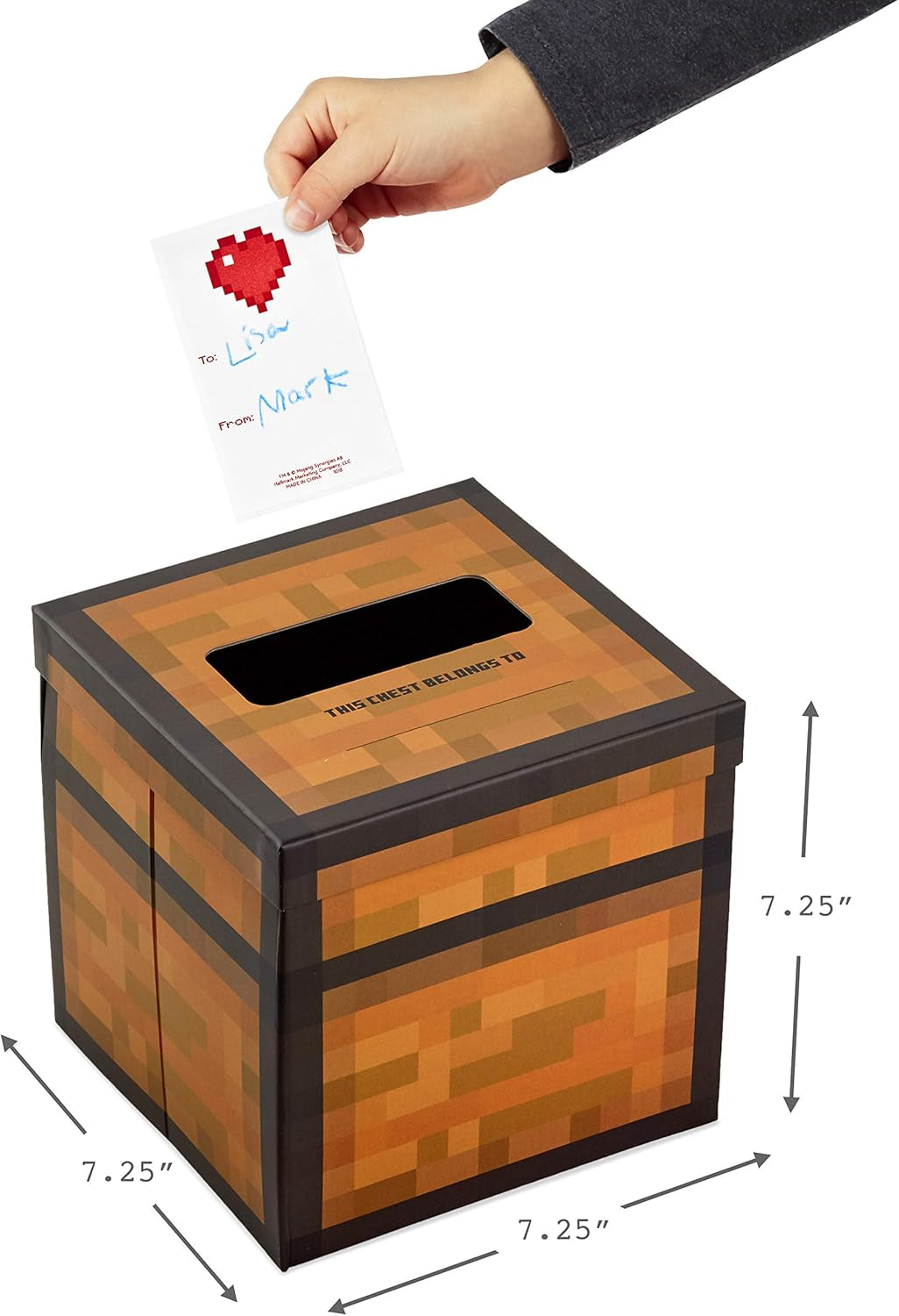 Minecraft Valentines Day Cards and Mailbox for Kids School Classroom Exchange (1 Box, 32 Valentine Cards, 35 Stickers, 1 Teacher Card)