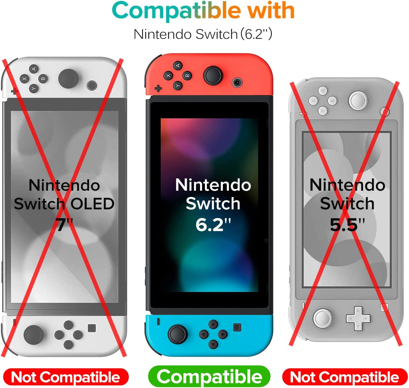 3-Pack Screen Protector Tempered Glass for Nintendo Switch 6.2'', Transparent HD Clear Anti-Scratch Screen Protector Compatible Nintendo Switch 6.2''