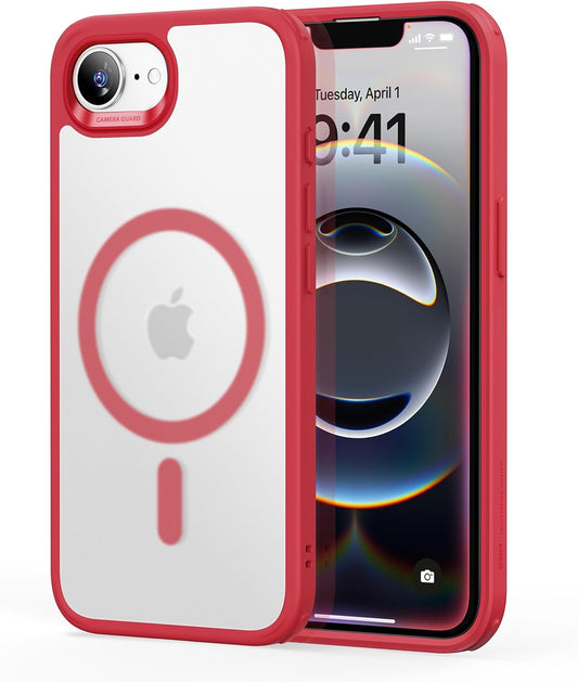 for Iphone 16E Case, Compatible with Magsafe, Shockproof Military-Grade Protection, Magnetic Phone Case for Iphone Se 4 Case, Classic Hybrid Case (Halolock),Frosted Red