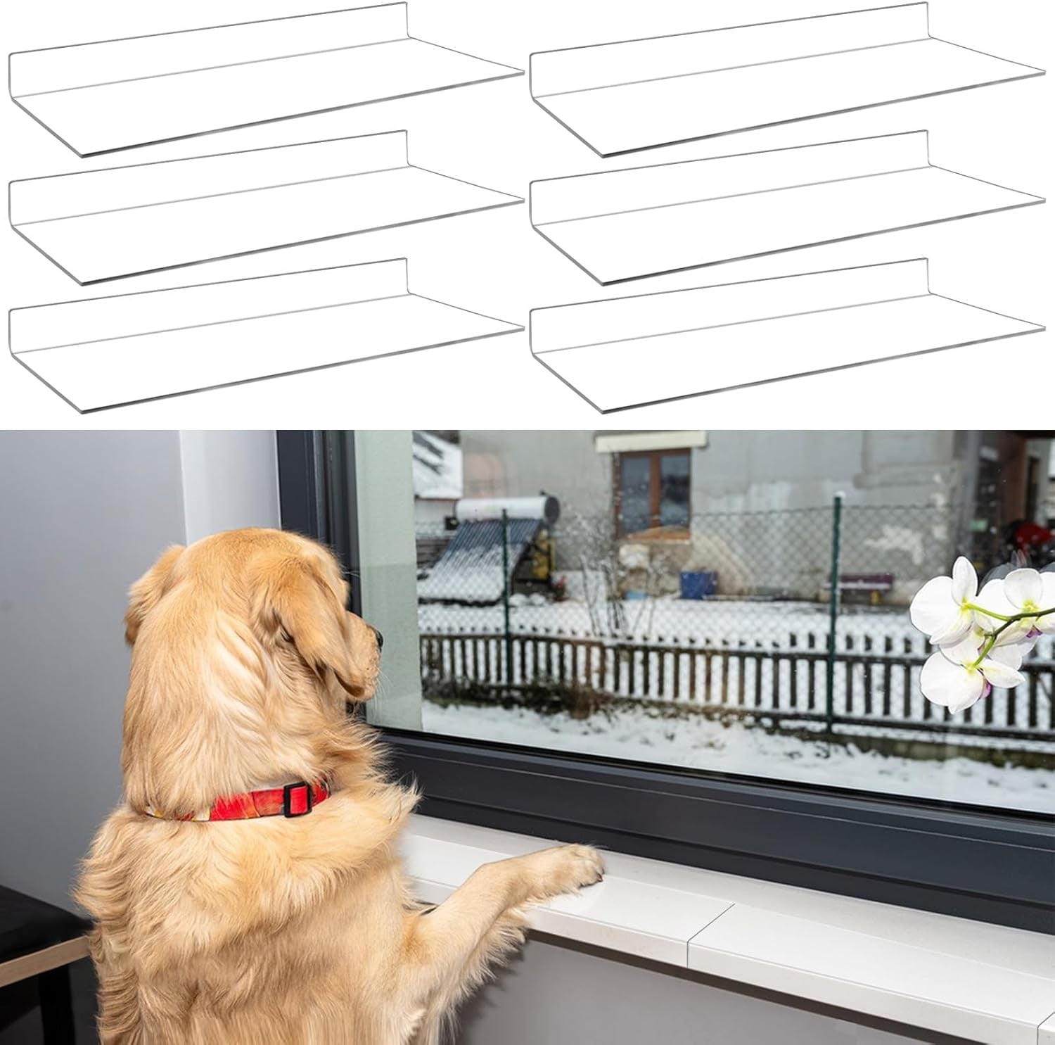 6 Pcs Total Length 71'' X 3.25'' Width Clear Pet Window Sill Protector from Dog Cat Scratching Strong Transparent Protection against Claw Chewing on Window Sills，Keep Paws Safe and Home Clean