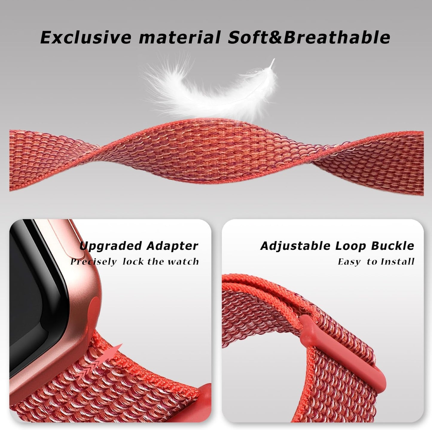 Nylon Sport Loop Bands Compatible with Apple Watch Band 41Mm 40Mm 38Mm 49Mm 45Mm 44Mm 42Mm Women Men, Stretchy Breathable Strap for Iwatch Series 9 Ultra 8 7 6 5 4 3 2 SE 38,Aprocot Peach