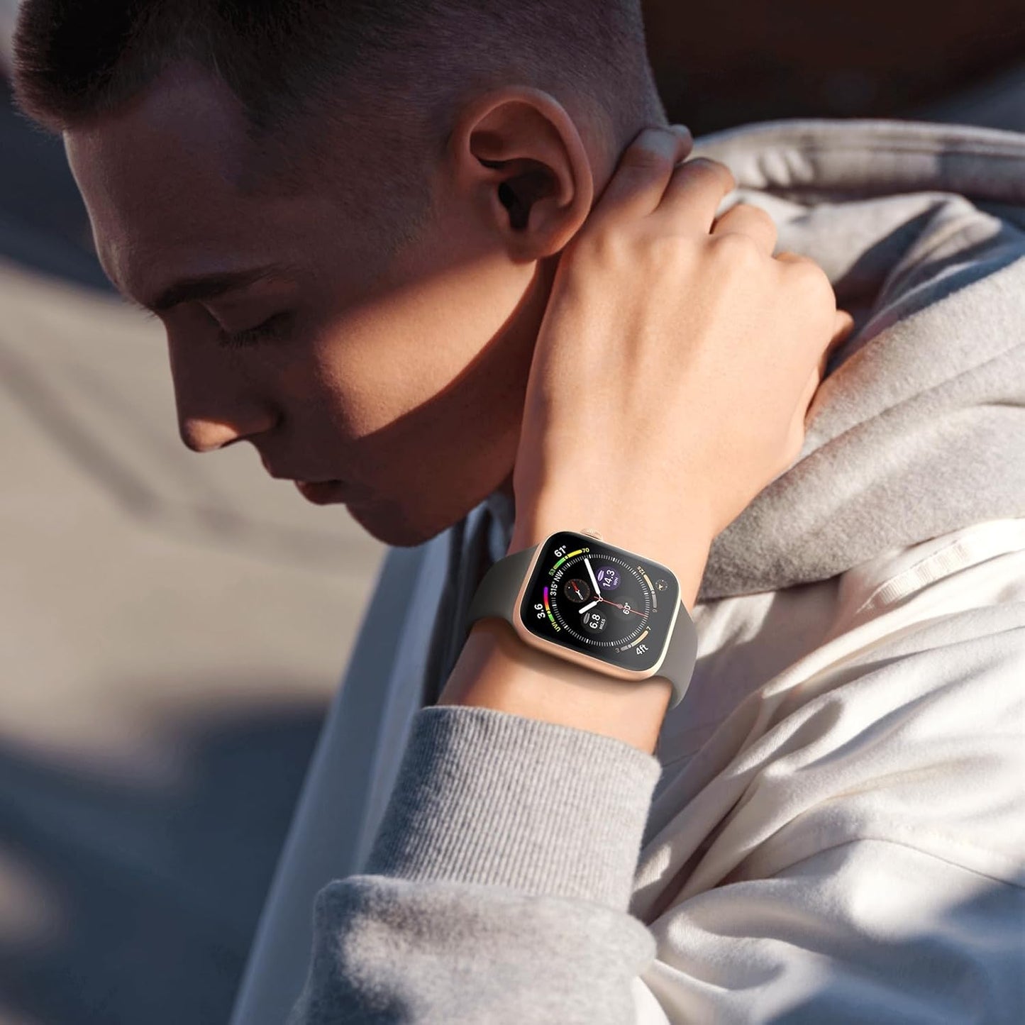 Sport Silicone Band Compatible with Apple Watch Bands 40Mm 38Mm 41Mm 44Mm 45Mm 49Mm 42Mm Women Men, Soft Strap Waterproof Replacement for Iwatch Series 9 Ultra 8 7 SE 6 5 4 3 2 1 Clay Kids A