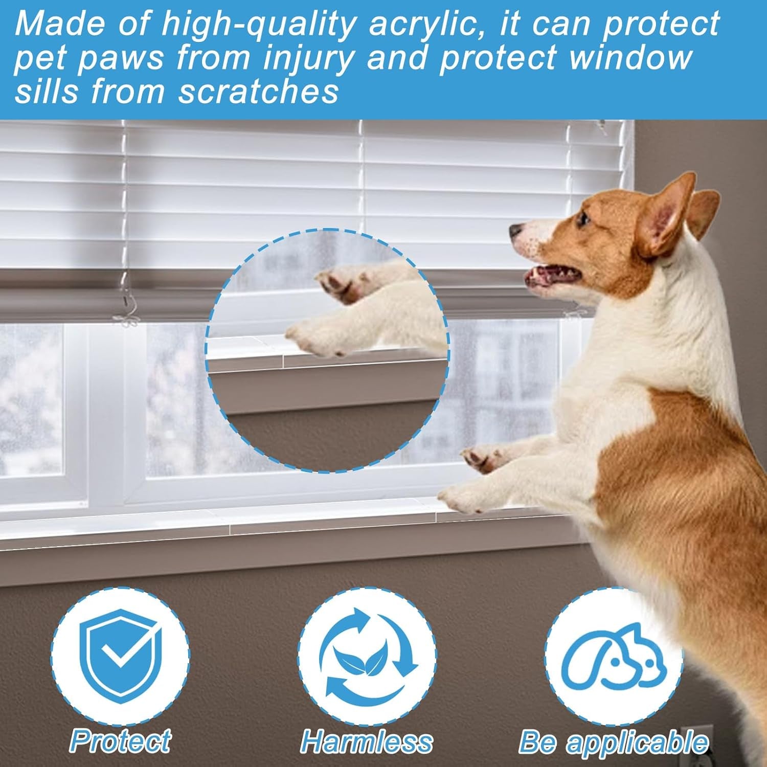 6 Pcs Total Length 71'' X 3.25'' Width Clear Pet Window Sill Protector from Dog Cat Scratching Strong Transparent Protection against Claw Chewing on Window Sills，Keep Paws Safe and Home Clean