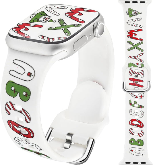 Christmas Watch Bands Compatible with Apple Watch Band 40Mm for Women Series 9 8 7, Apple Watch Bands Silicone Strap Waterproof 38Mm/41Mm for SE Series 6 5 4 3 Gift Iwatch Bands Men