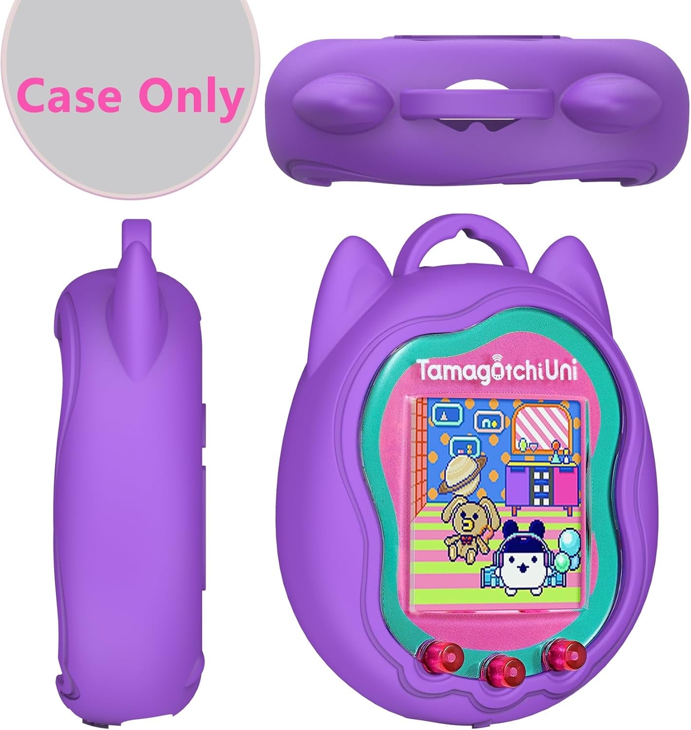 Silicone Cover Case for Tamagotchi Uni Interactive Virtual Pet, Screen Protector for Tamagotchi Uni Pet Band Accessories(Silicone Cover) (Purple) ZOUSA