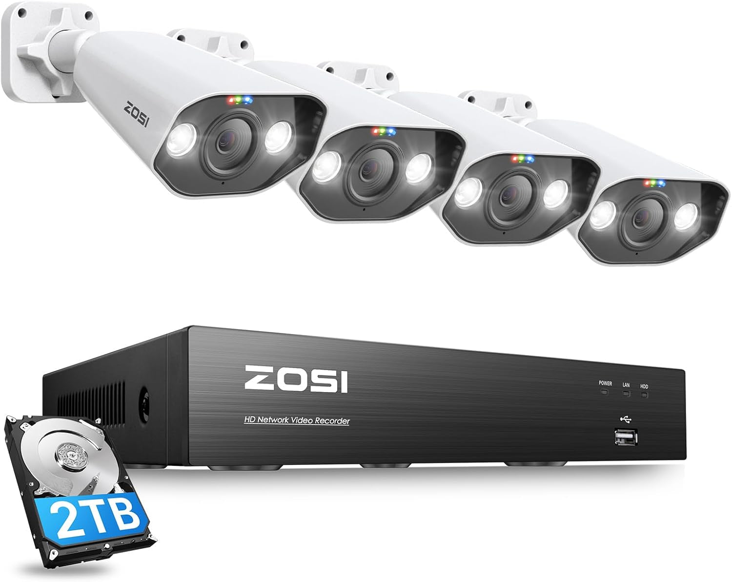 24CH 4K Spotlight Poe Security Camera System with Face/Person/Vehicle Detection,8Pcs 4K Outdoor IP Cameras,2 Way Talk,Night Vision,16 Port 24CH 8MP Dual-Disk NVR with 4TB HDD for 24/7 Recording TRUCK DRIVER