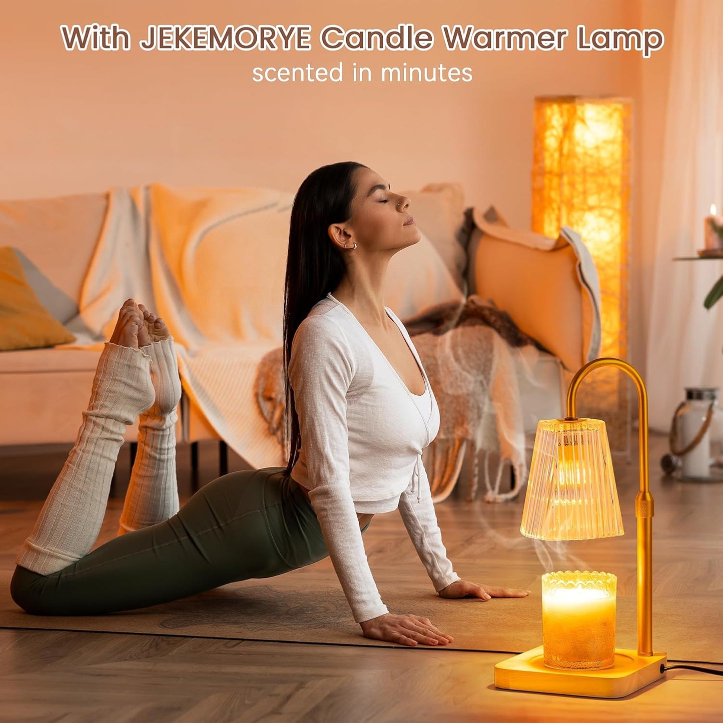 Candle Warmer Lamp with Timer and 2 Bulbs - Adjustable Height Wax Melt Electric Light Warming Dimmable Top Melter Heater for Melting Heating Small Jar Candles Gifts Women Mom Birthday Home Desk Decor