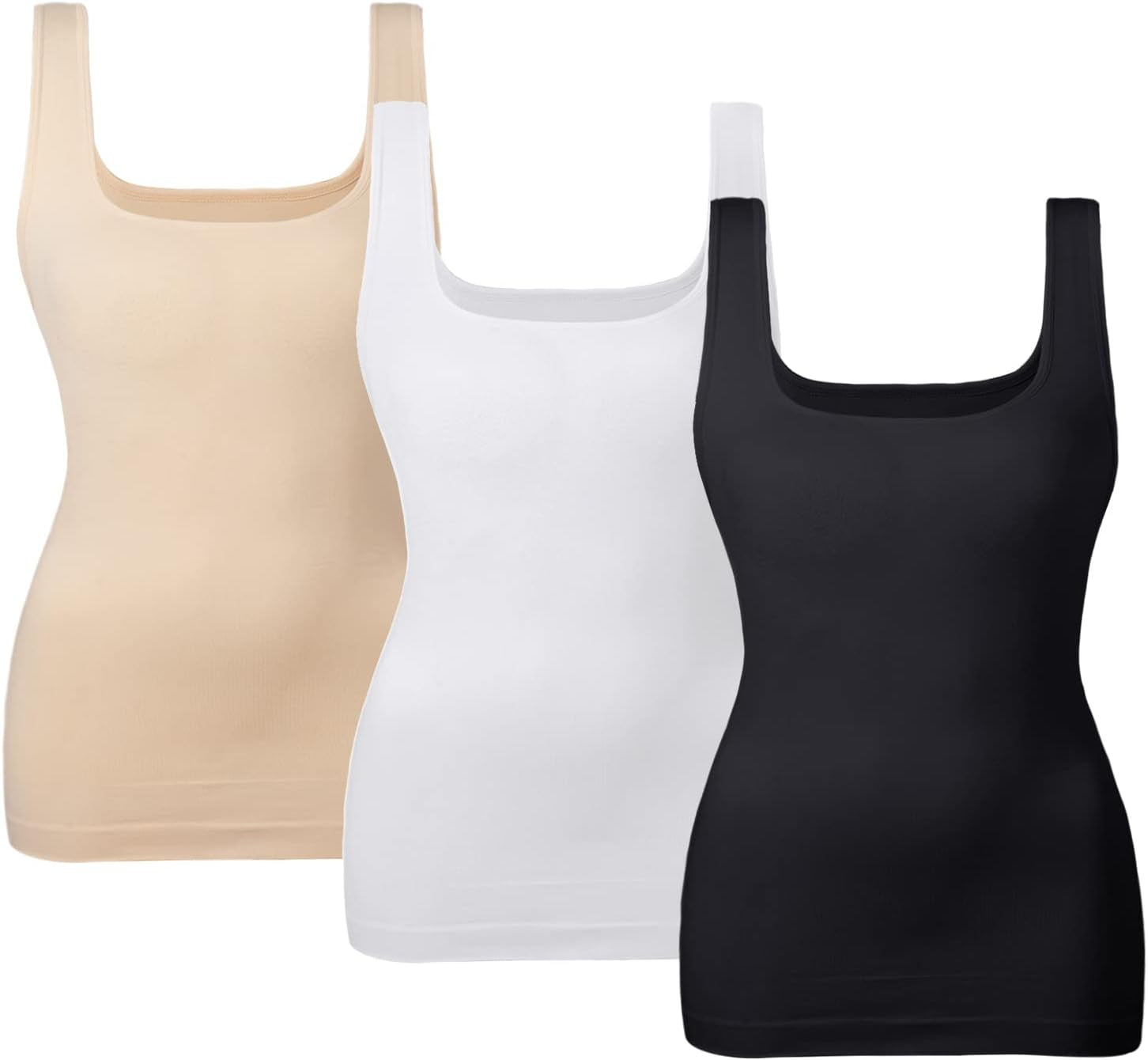 Women Tummy Control Shapewear Tank Tops Seamless Square Neck Compression Tops Slimming Body Shaper Camisole