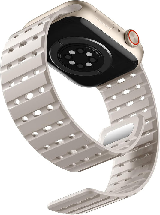 Compatible with Apple Watch Series 10 Band 46Mm for Men Women 49Mm/45Mm/44Mm/42Mm(3/2/1), Rugged Silicone Sport Replacement Magnetic Strap for Iwatch SE2/SE/9/8/7/6/5/4
