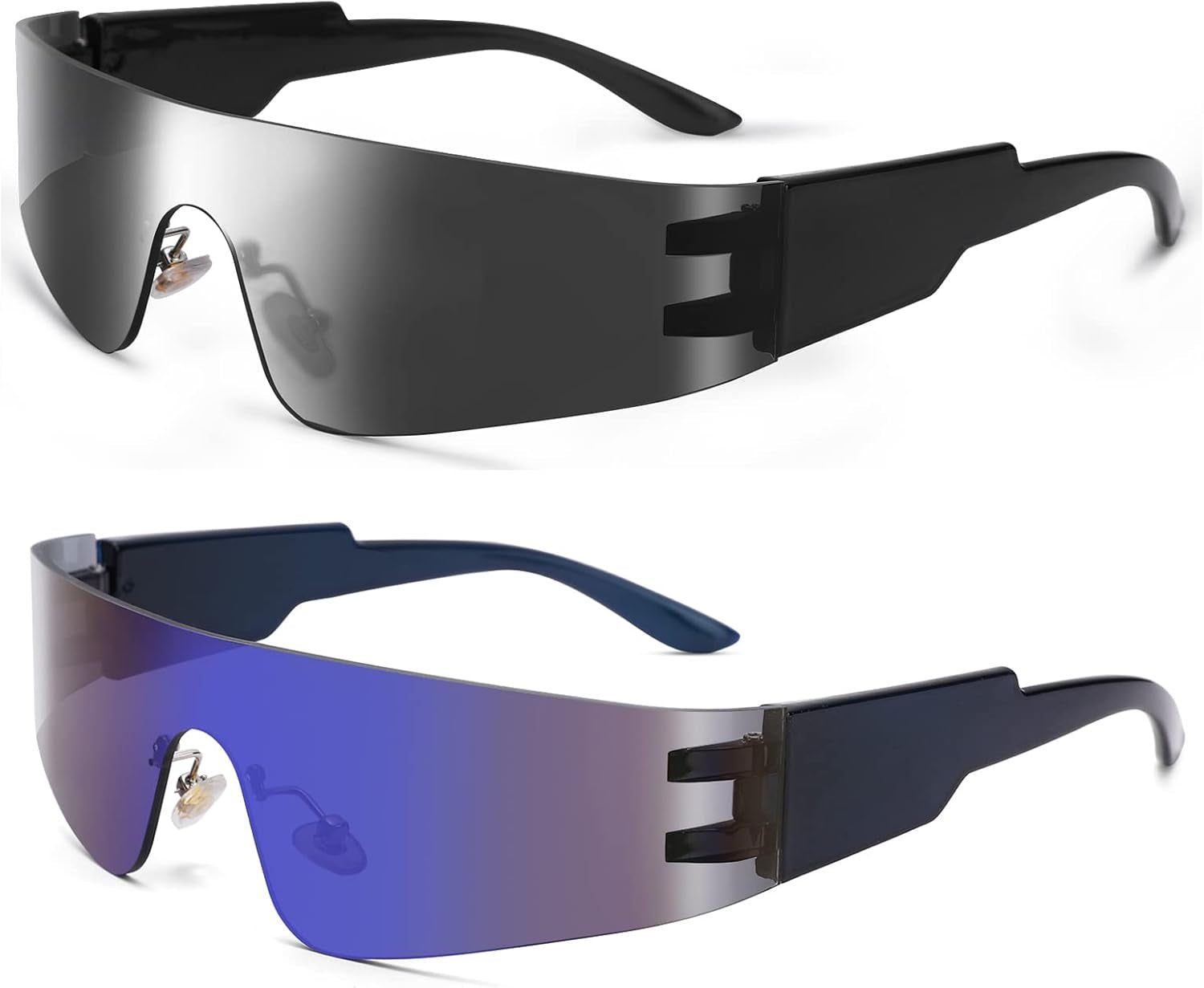 Wrap around Sunglasses for Women Men Trendy Rimless Futuristic Shades Y2K Shield Flat Top Fashion Eyeglasses
