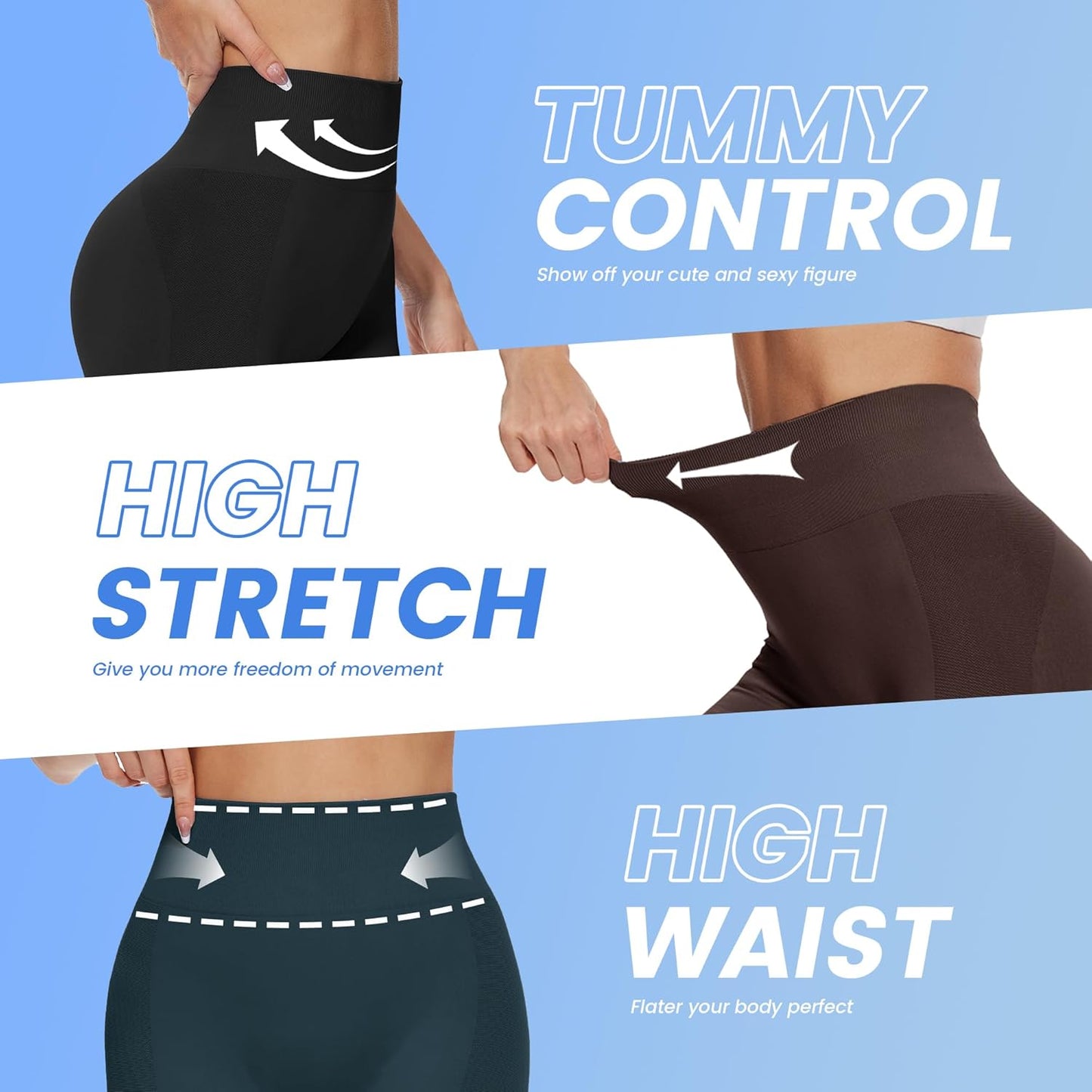 High Waisted Biker Shorts for Women - 8"/5"/3" Soft Black Spandex Shorts for Workout Volleyball Yoga Dance