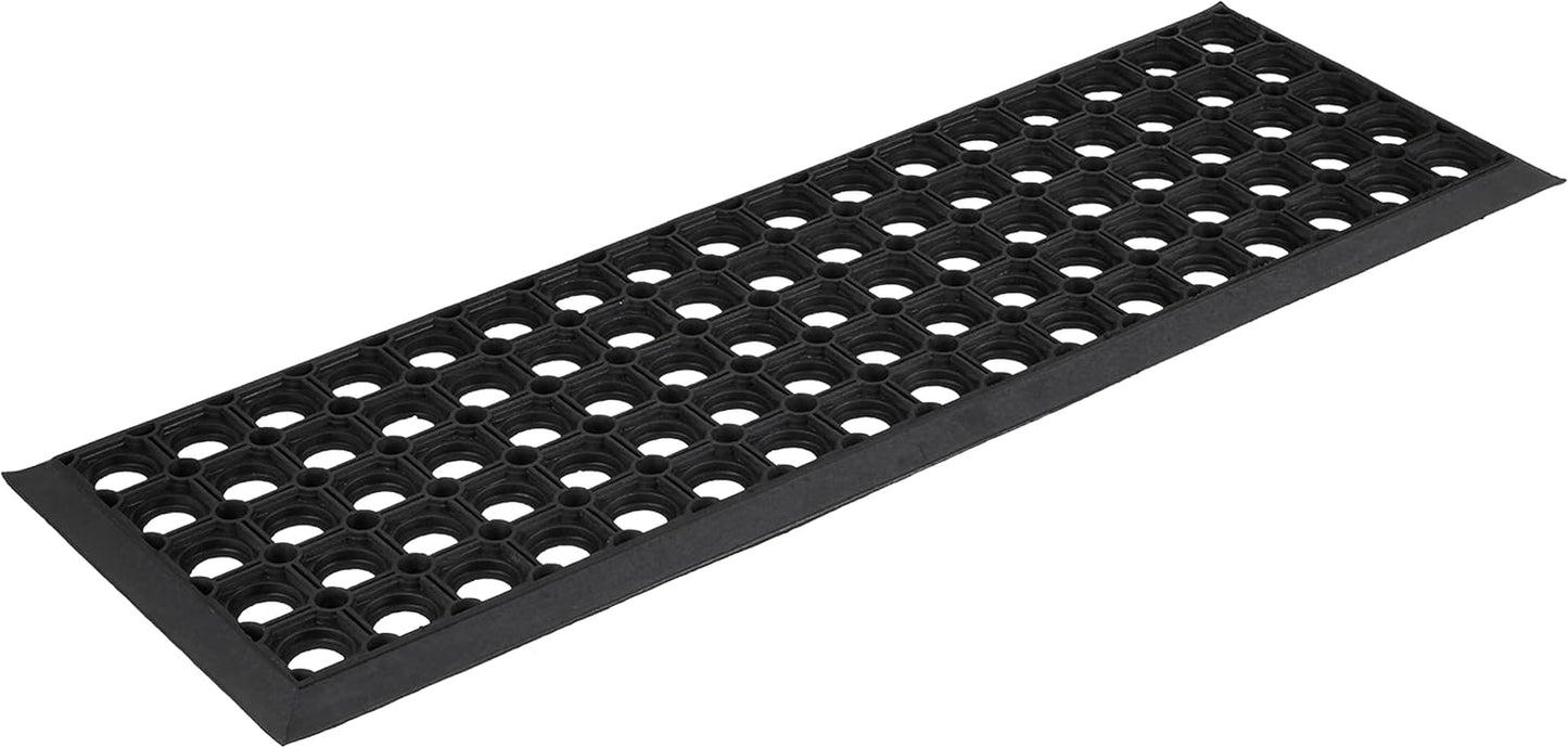 Indoor/Outdoor Hose-Wash Holes Design Non-Slip Rubber 10" X 30" Modern Stair Treads for Stairs, Garage, Patio, 5 Pack, Black Holes