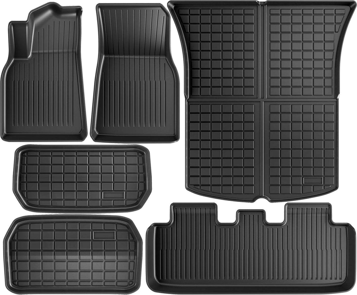 Floor Mats for Tesla Model Y 2021-2024 2025-All Weather TPE Eco Floor Mat-Waterproof Non-Slip Cargo Liner Trunk Accessories(Not FIT 7-Seat)