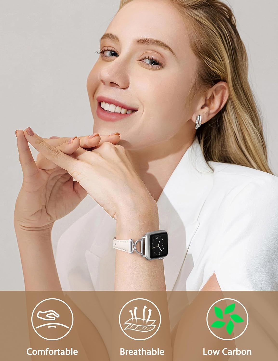 2 Packs Leather Band Compatible with Apple Watch Band Women 38/40/41/42/44/45/46/49Mm, Dressy Fancy Leather Strap for Iwatch Bands Series 10 9 8 7 6 5 4 3 2 1 SE Ultra