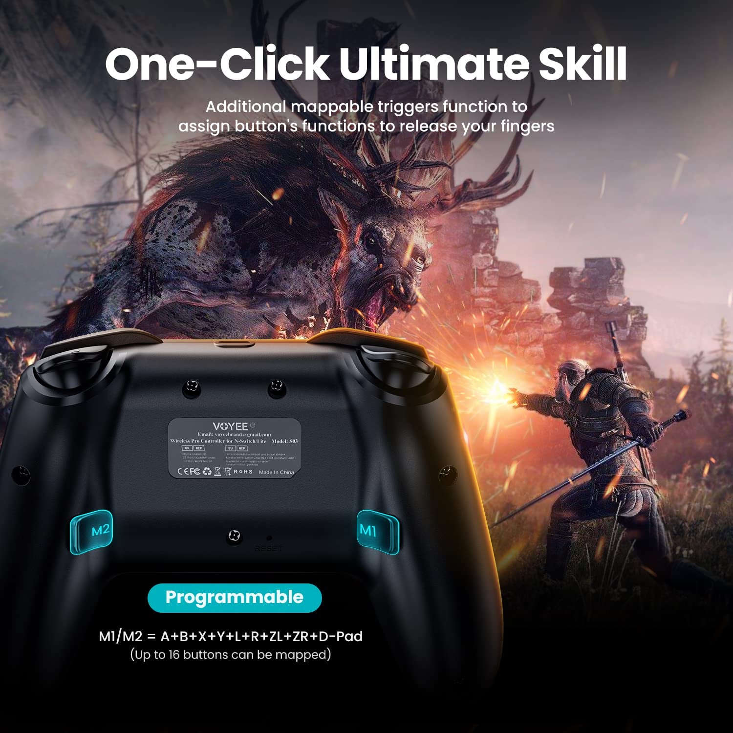 Switch Controllers Compatible with Switch/Lite/Oled, Programming Wireless Pro Controller with Motion Control, Vibration, Wake-Up, Turbo, Screenshot