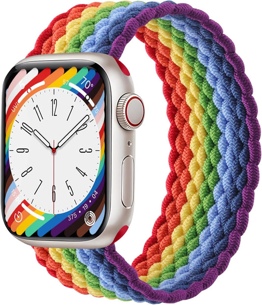 Braided Solo Loop Compatible with Apple Watch Band 38Mm 40Mm 41Mm 42Mm 44Mm 45Mm 49Mm for Women Men,Stretchy Nylon Sport Elastic Strap for Iwatch Bands Series 9 8 7 6 5 4 3 2 1 SE Ultra/Ultra 2