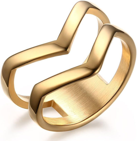 Fashion 18K Gold Plated Stainless Steel Ring for Women