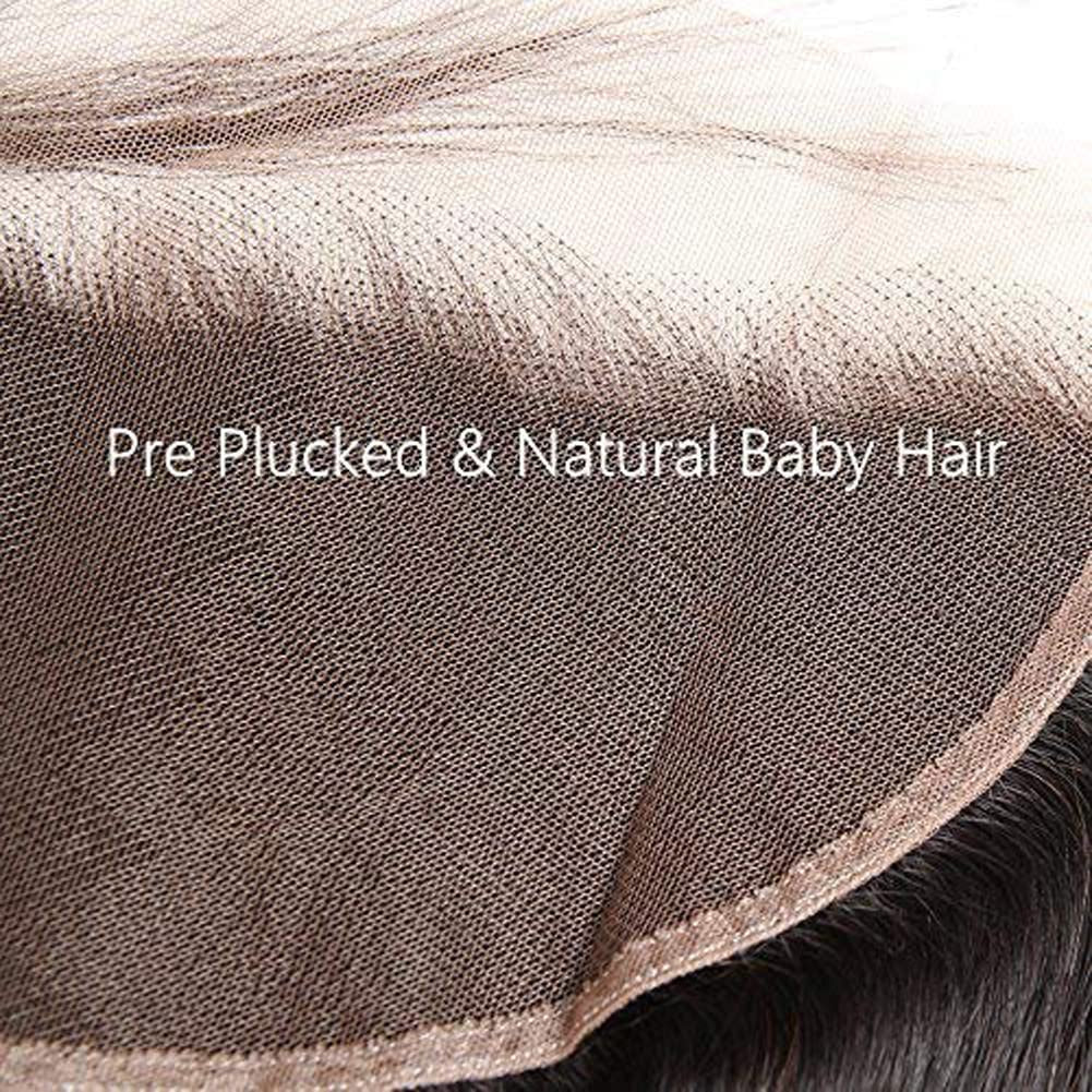 Straight Lace Frontal Closure 13X4 Ear to Ear Lace Frontal Free Part Straight Frontal Pre Plucked Frontal 12A Grade Brazilian Human Hair 13X4" Full Lace Frontal Closure with Baby Hair Natural Black