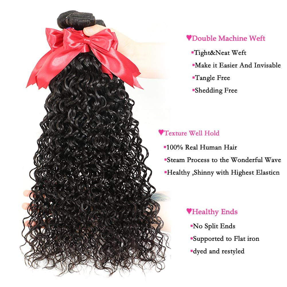 12A Water Wave Human Hair Bundles 22 24 26 Inch Brazilian Wet and Wavy Curly Bundles Human Hair 100% Unprocessed Raw Virgin Weave Bundles Human Hair 3 Bundles Deals Natural Black