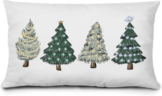 Green Christmas Decor Green Christmas Pillows Covers,Green Christmas Tree Pillow Covers 12X20,Green Christmas Decorations,Christmas Trees Xmas Pillow Cases Cushion Covers Green Christmas Pillow Covers