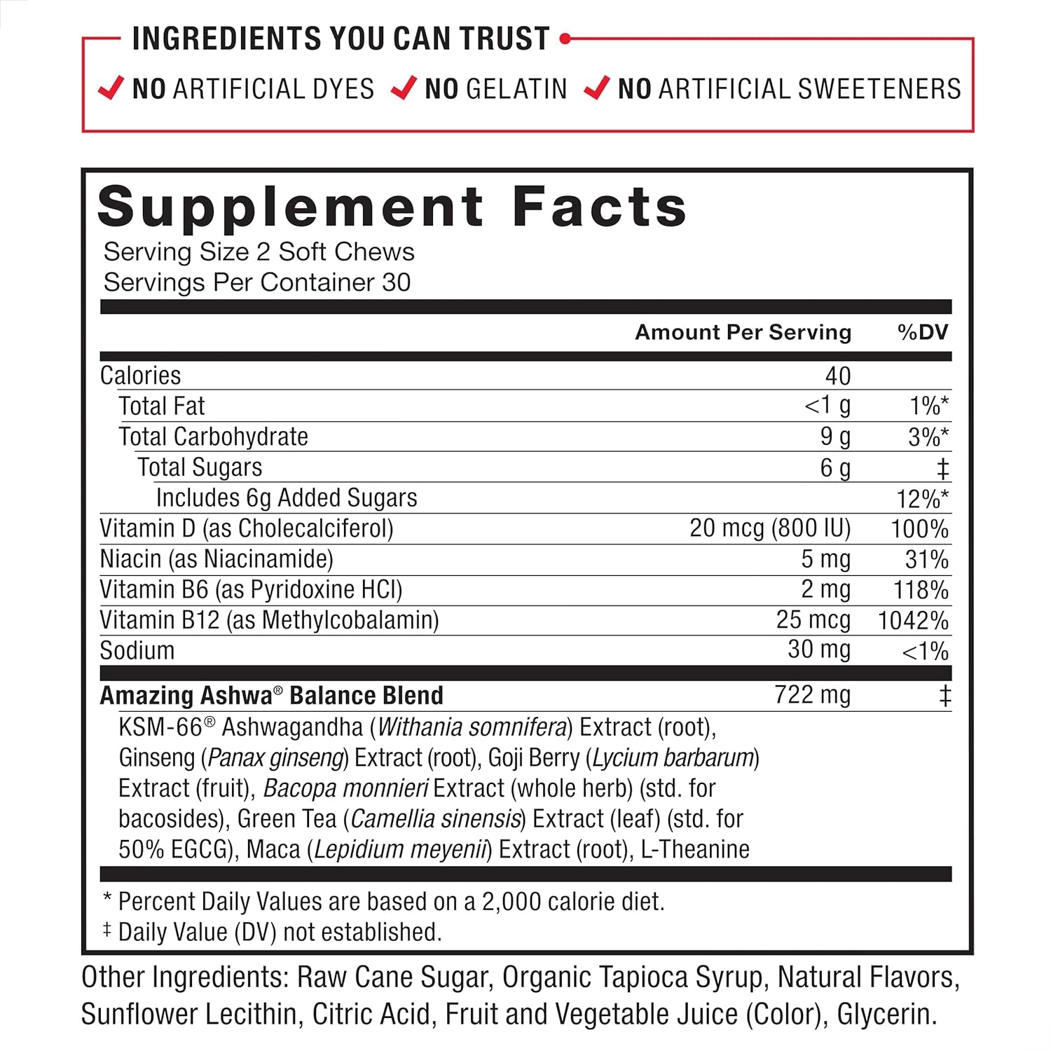 Amazing Ashwa for Stress Relief, Memory, Focus, and Immune Support Health, Ashwaganda Supplement with KSM-66 Ashwagandha for Stress, 60 Soft Chews TLBH