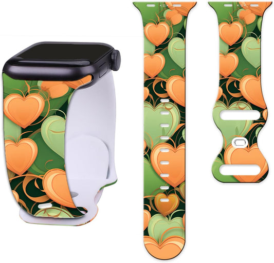 Sport Band Compatible with Apple Watch Bands 49Mm 45Mm 44Mm 42Mm 41Mm 40Mm 38Mm Women Girl, Silicone Floral Printed Fadeless the Roses Pattern Design Strap for Iwatch Series 9，8,7,6,5,4,3,2,5,SE