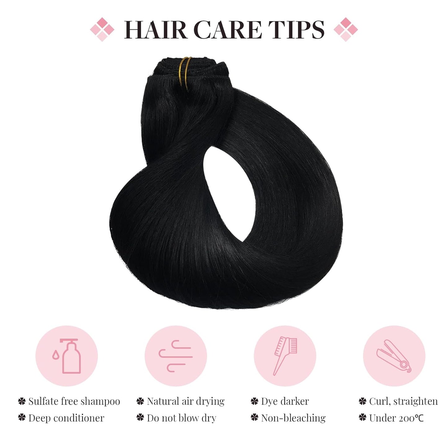 Hair Extensions Clip in Real Human Hair  Remy Clip in Hair Extensions Real Human Hair Long Straight Hair Extensions Natural Hair for Woman (#1 Jet Black, 16)