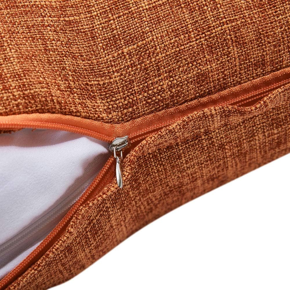 Thanksgiving Pillow Covers 18X18 Inch for Fall Decor Set of 2 Burnt Orange Rustic Linen Decorative Square Throw Pillow Covers Cushion Case for Sofa Couch Farmhouse Home Decorations