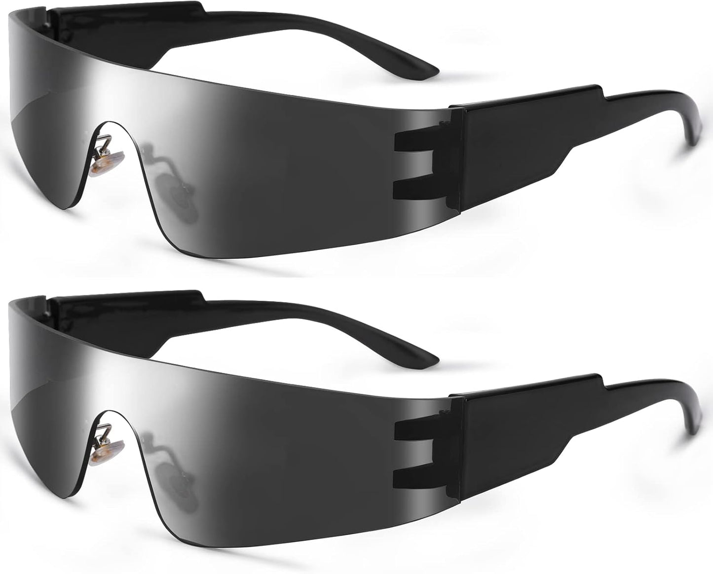 Wrap around Sunglasses for Women Men Trendy Rimless Futuristic Shades Y2K Shield Flat Top Fashion Eyeglasses