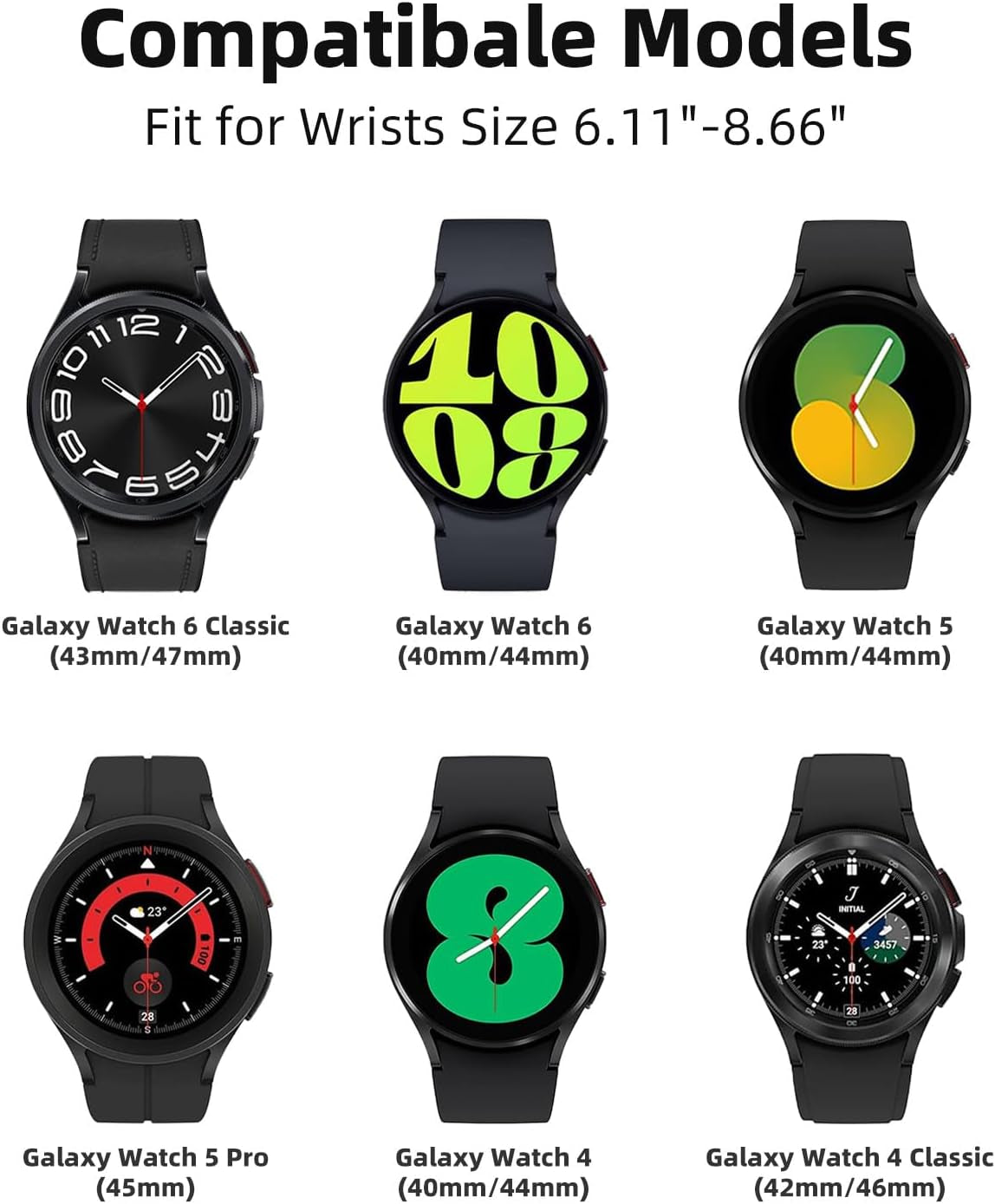 One Click No Gap Braided Bands Compatible with Samsung Galaxy Watch 7 6 4 5 FE Band 40Mm 44Mm/Galaxy Watch 6 4 Classic 47Mm 43Mm 42Mm 46Mm/Watch 5 Pro 45Mm, 20Mm Elastic Nylon Sport Straps Men Women