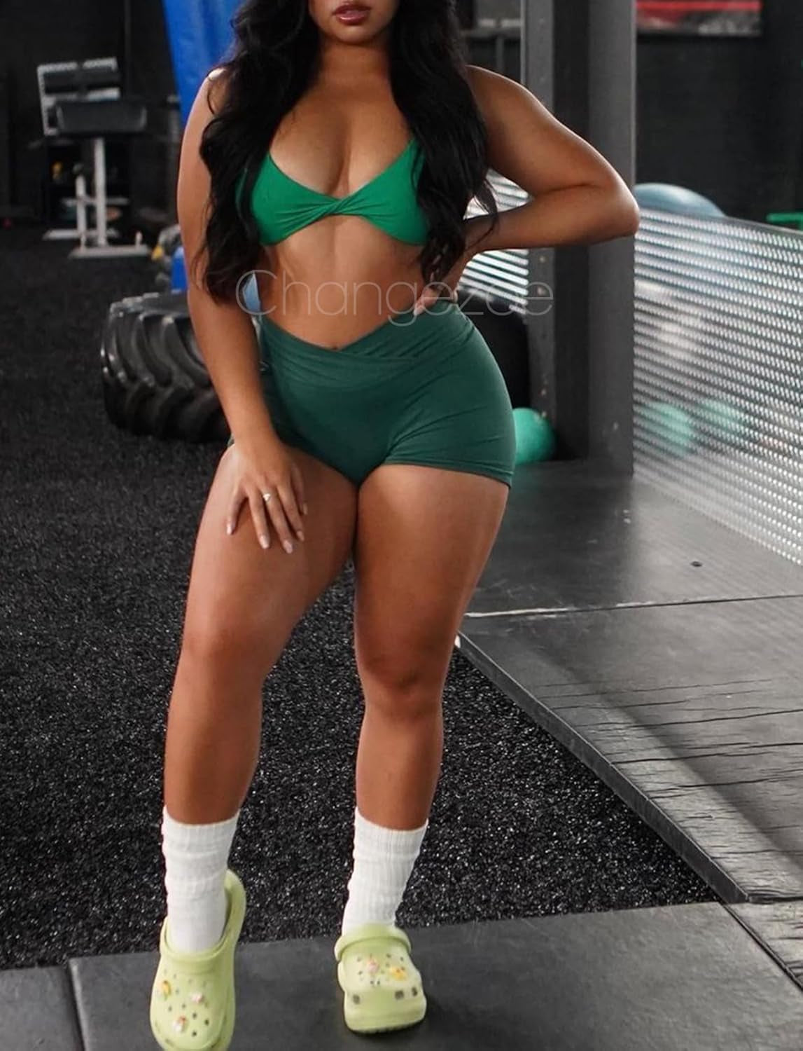 V Cross Waist Scrunch Workout Shorts for Women - 3.5 Inch High Waisted Booty Contour Gym Yoga Shorts