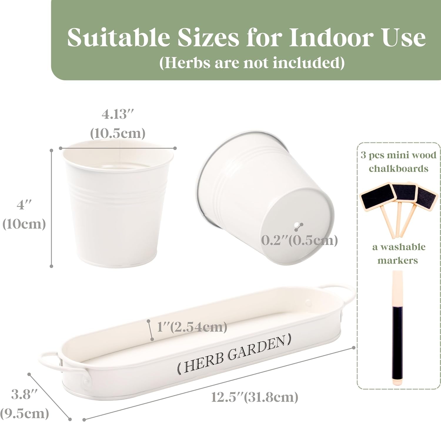 Indoor Herb Garden, Herb Garden Planter for Indoor/Outdoor, Farmhouse Plant Pots, Windowsill Herb Garden with Tray(Planter Only) Window Pots