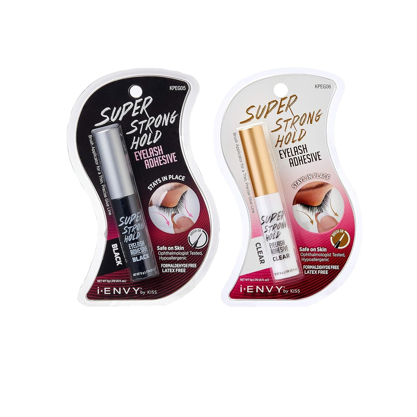 I-Envy by  Super Strong Hold Eyelash Adhesive Black KPEG05 Brush on Latex Free 0.18Oz