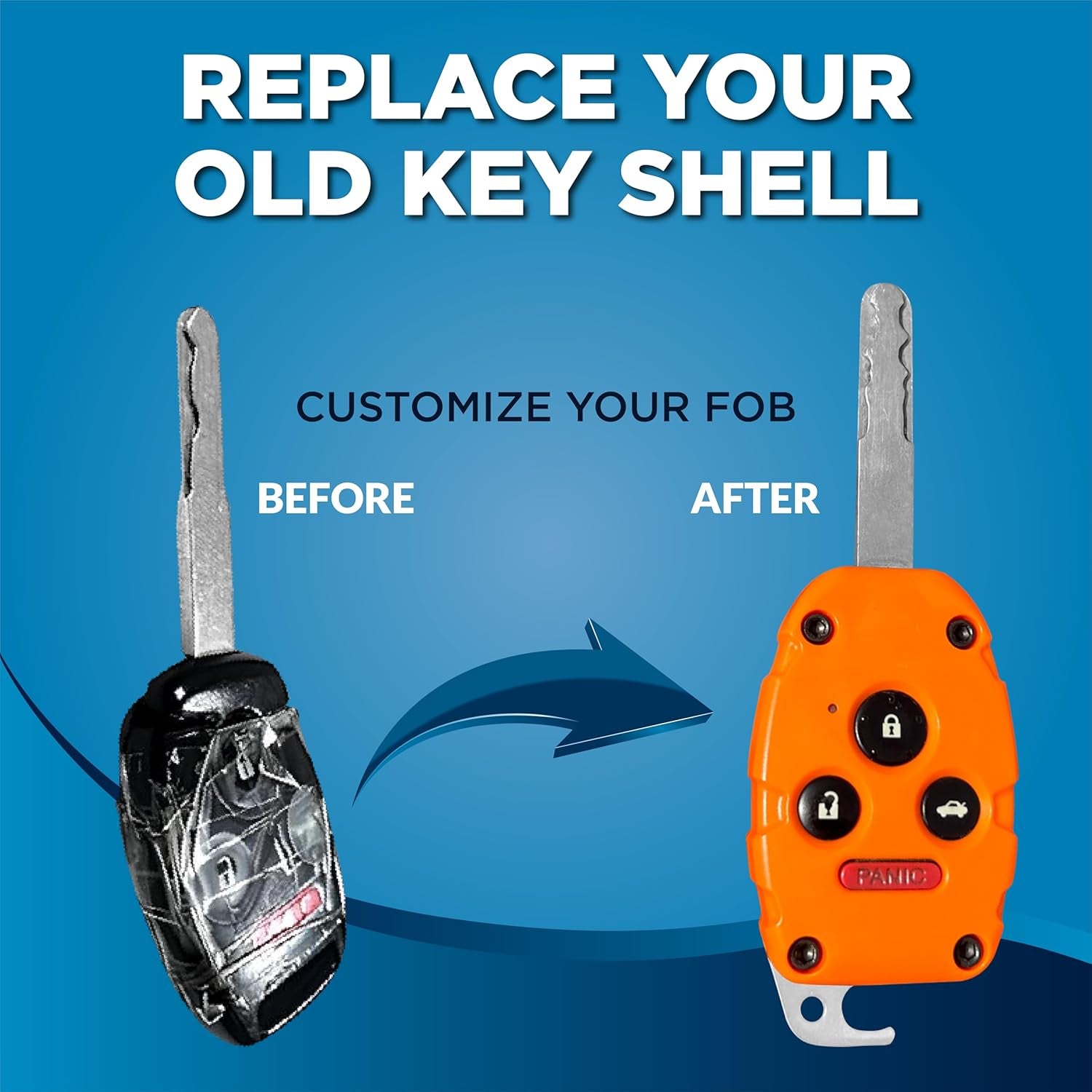 Honda Key Fob Shell Replacement - Durable Usa-Made Protection - Crack-Resistant & Sturdy - Seamless Fit for Honda Models - Enhanced Longevity & Functionality + Bottle Opener (Black, 4 Button)