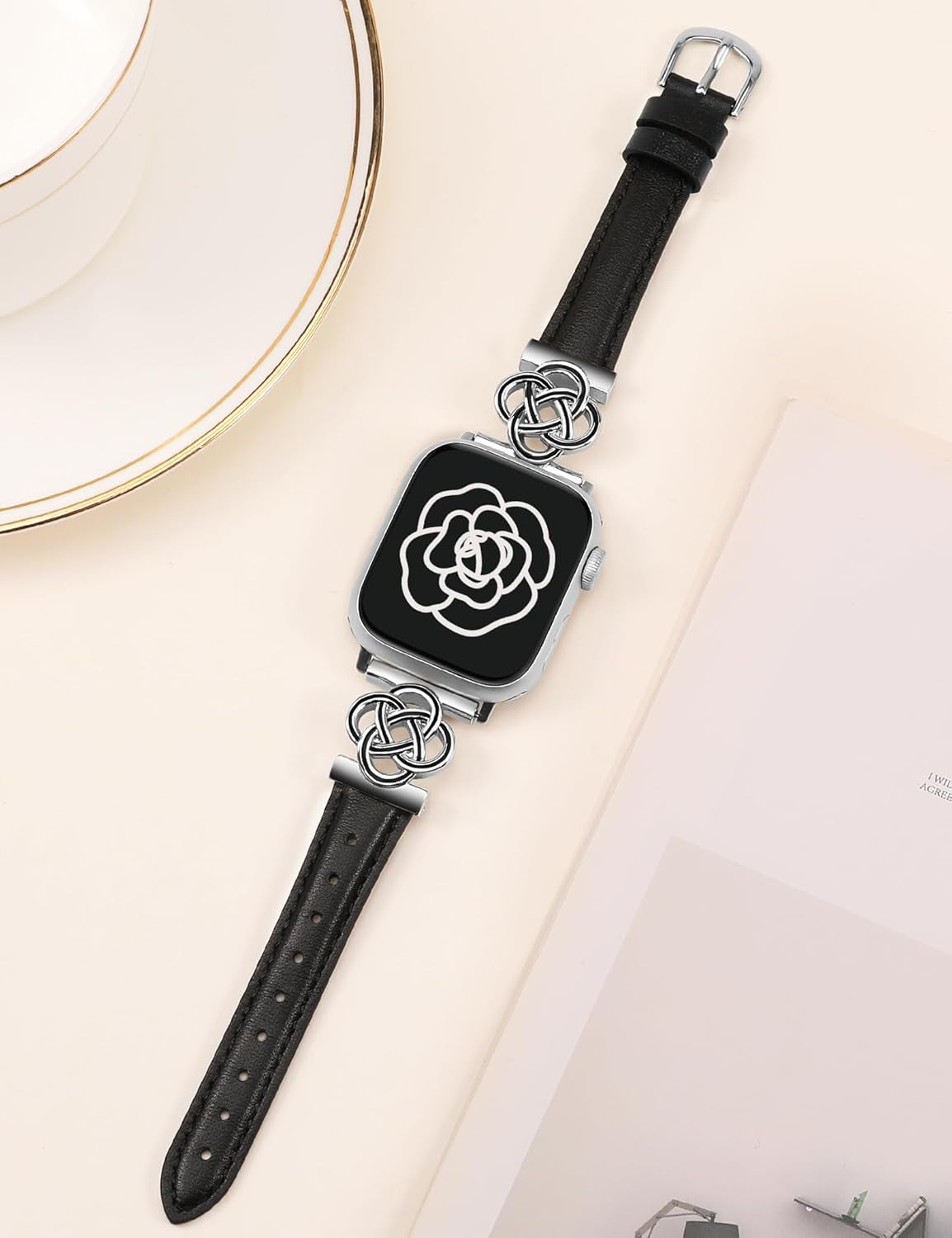 2 Packs Leather Band Compatible with Apple Watch Band Women 38/40/41/42/44/45/46/49Mm, Dressy Fancy Leather Strap for Iwatch Bands Series 10 9 8 7 6 5 4 3 2 1 SE Ultra