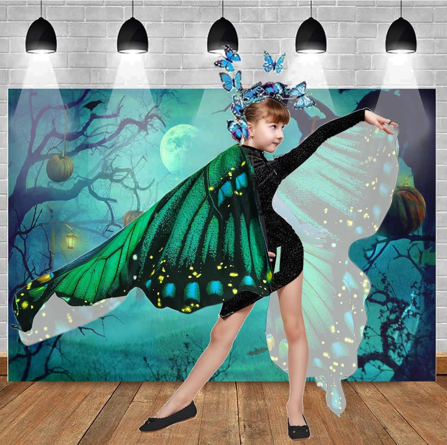 Butterfly Wings for Girls, Butterfly Costume for Halloween Party Kids Fairy Wing with Mask and Headband