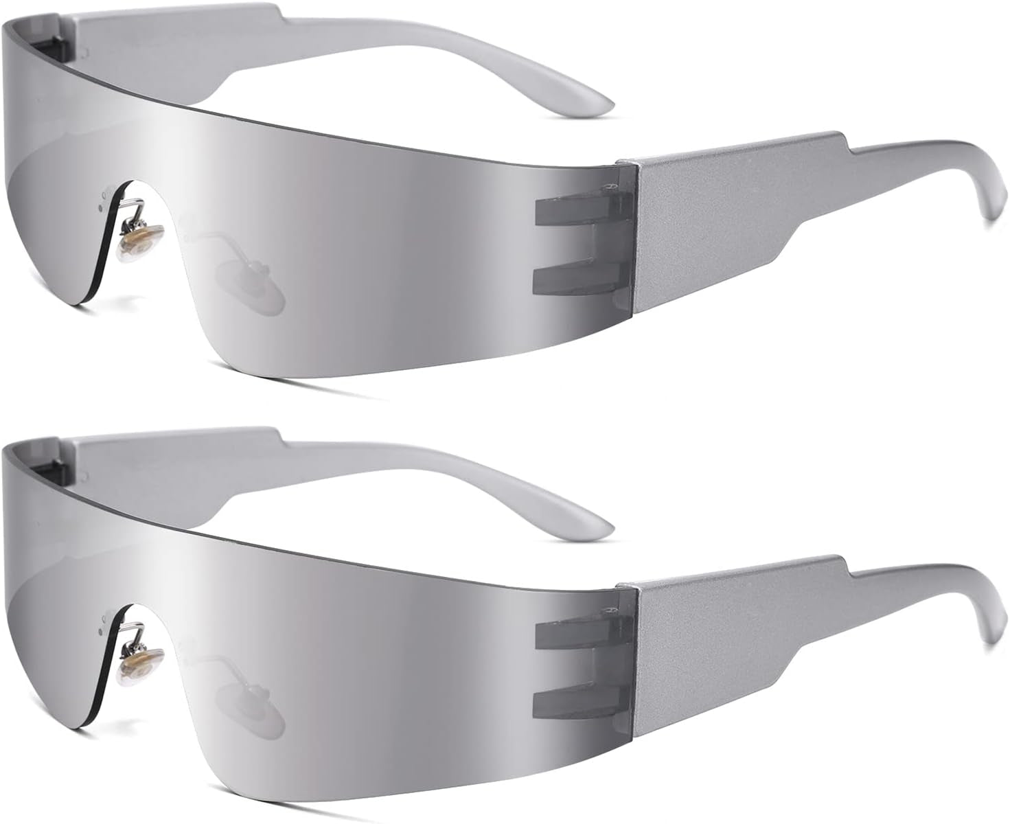 Wrap around Sunglasses for Women Men Trendy Rimless Futuristic Shades Y2K Shield Flat Top Fashion Eyeglasses