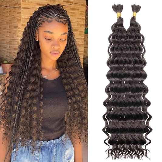 Boho Hair for Braiding Deep Wave Bulk for Braiding Curly Braiding Hair Wet and Wavy Braiding Hair Deep Water Wave Braiding Hair Extensions for Black Women (4#, 18 Inch)