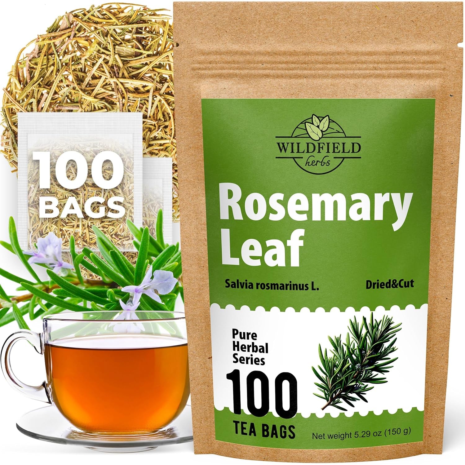 100 Bags Ginger Tea Bags Ginger Root Tea Dry Dried Herb (Zingiber Officinale) - 100 Count 1.5G Tea Bags Ginger Raíz De Jengibre TLBH