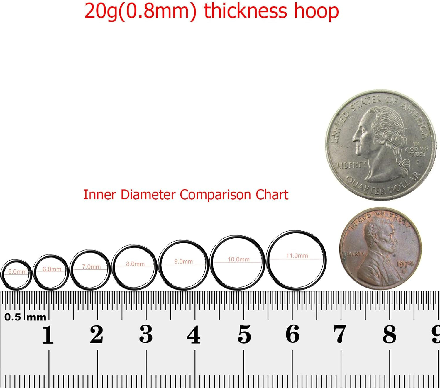 Hypoallergenic Nose Hoop Rings 20G/18G/16G/14G/12G/10G/8G/6G Steel Hinged Clicker Segment Gold/Rose Gold/Black/Pink Color