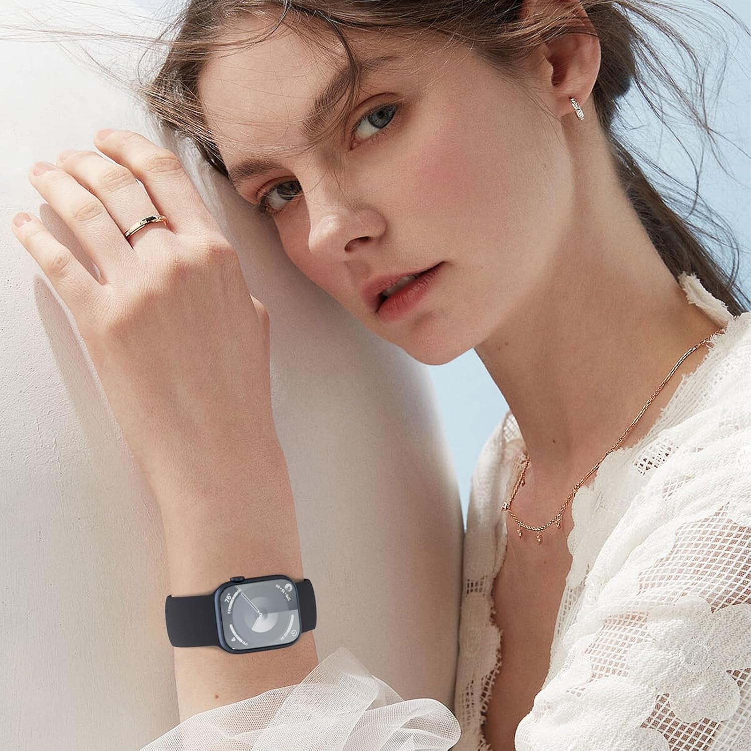 Extra Widened Silicone Bands Compatible with Apple Watch 38Mm 40Mm 41Mm 42Mm 44Mm 45Mm 49Mm, Replacement Soft Sport Strap Wristbands for Iwatch Series 9/8/7/6/5/4/3/2/1 Ultra SE Women Men, Midnght