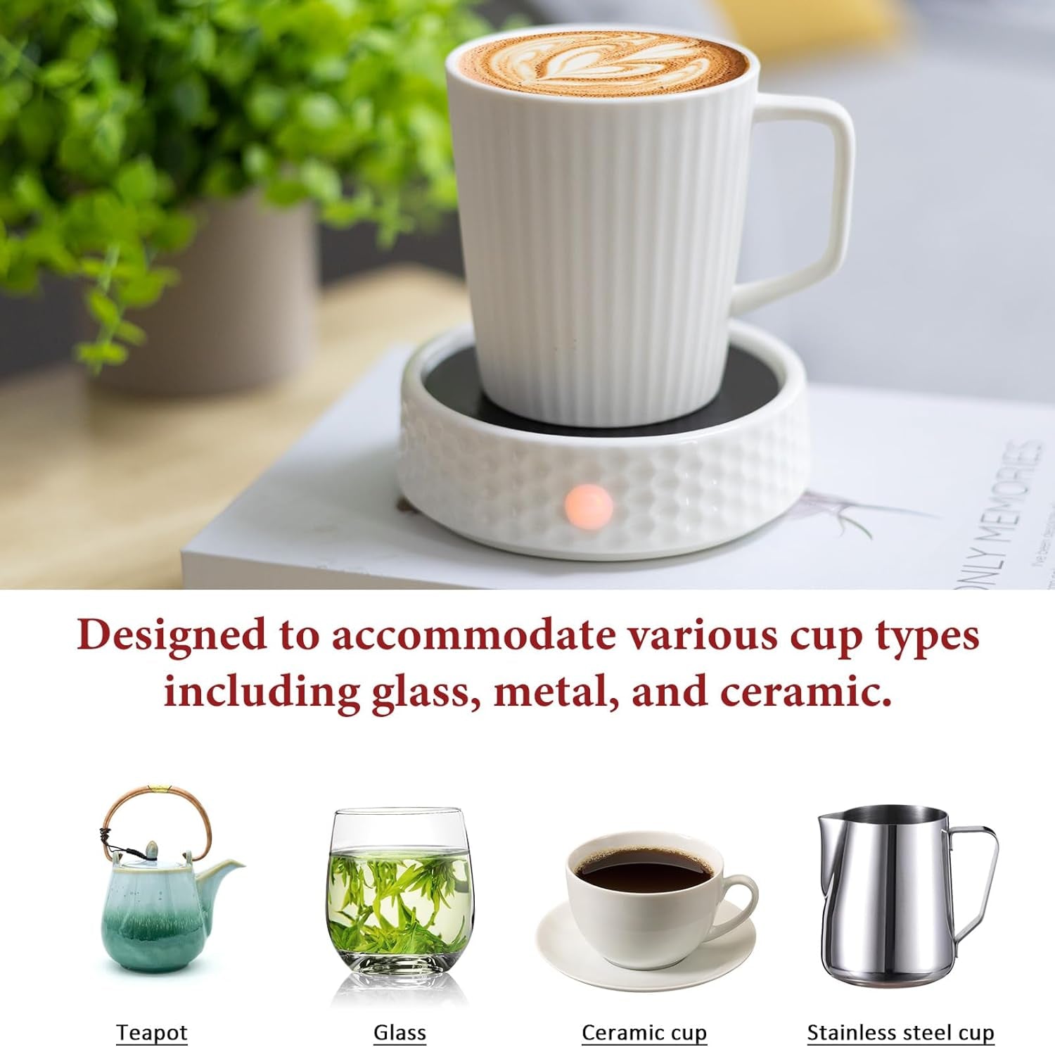 Electric Large Candle Warmer Plate - Ceramic Candle Wax Warmers for Jar Candles, Coffee Mug Warmer, Cup Warmers for Home Office, Aromatherapy Fragrance and Heating Beverage, Milk, Tea, Hot Chocolate