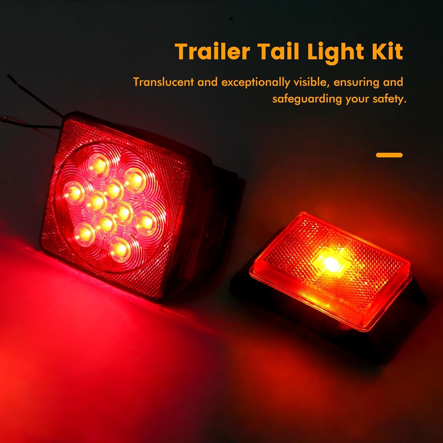 70205 Trailer Light Kit - 12V All LED, Left and Right Waterproof Submersible for Trailers, Boat Trailer Truck Marine Camper RV Snowmobile, Red