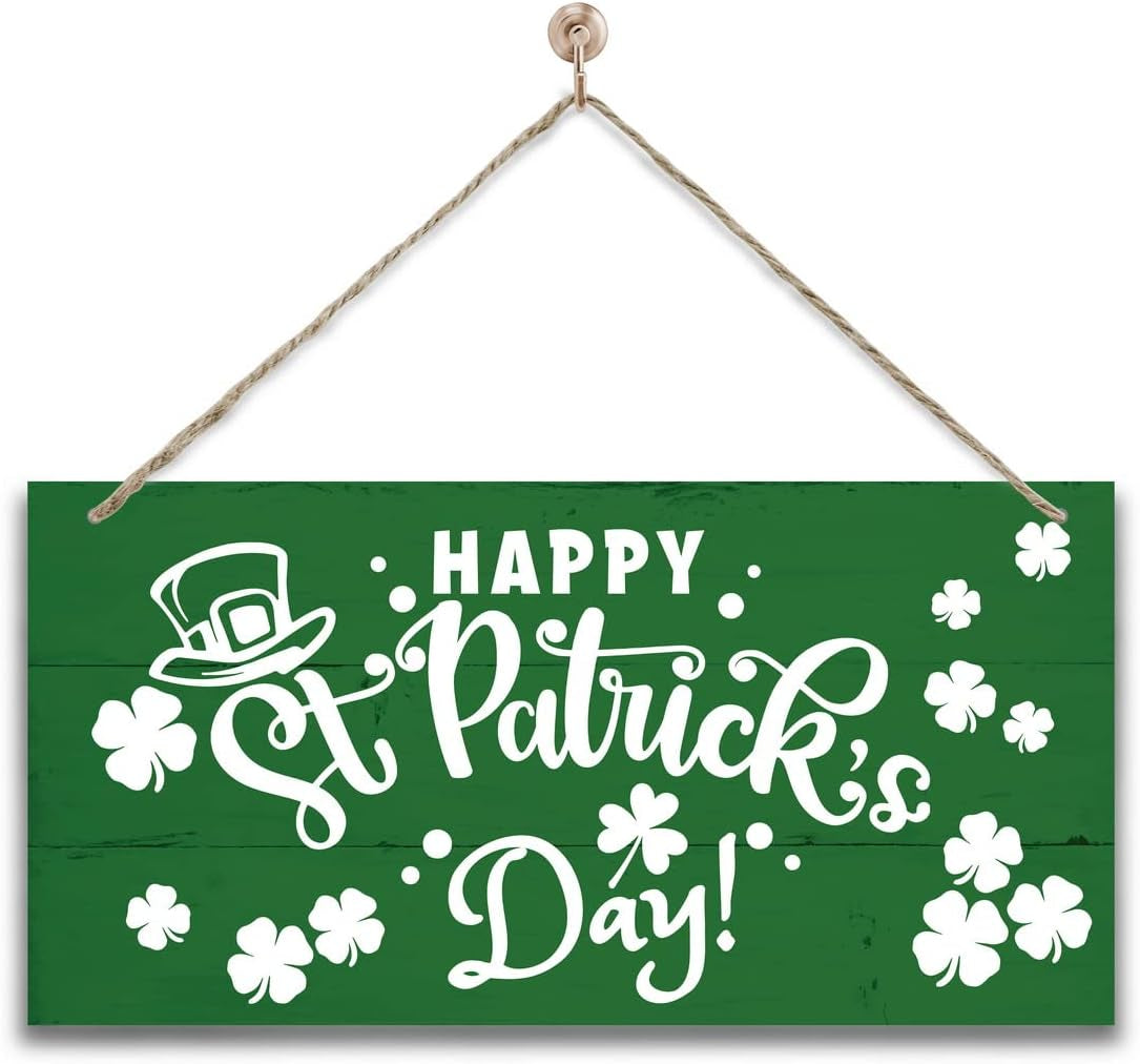 Hanging St. Patricks Day Wood Decor Sign, Let the Shenanigans Begin Printed Wood Wall Art Sign, Home Signs Decor, Hanging Door Wood Sign, Shamrock Sign, St Patricks Day Decor, Rustic Farmhouse Decor