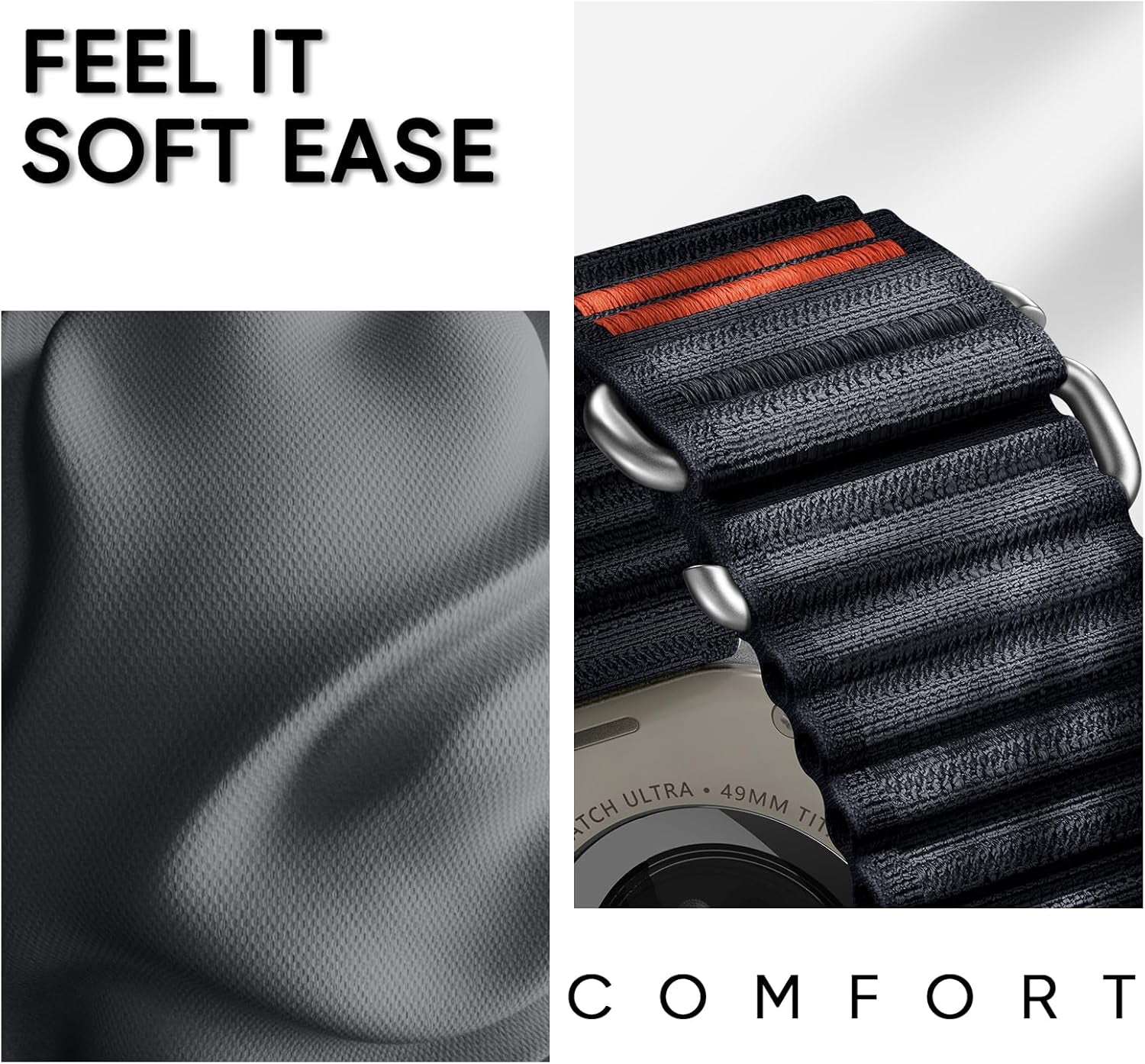 Sport Bands Compatible for Apple Watch Ultra Band 49Mm 46Mm 45Mm 44Mm 42Mm Men Women, Stretchy Nylon Loop Adjustable Strap with S-Hook for Iwatch Ultra SE Series 10 9 8 7 6 5 4 3