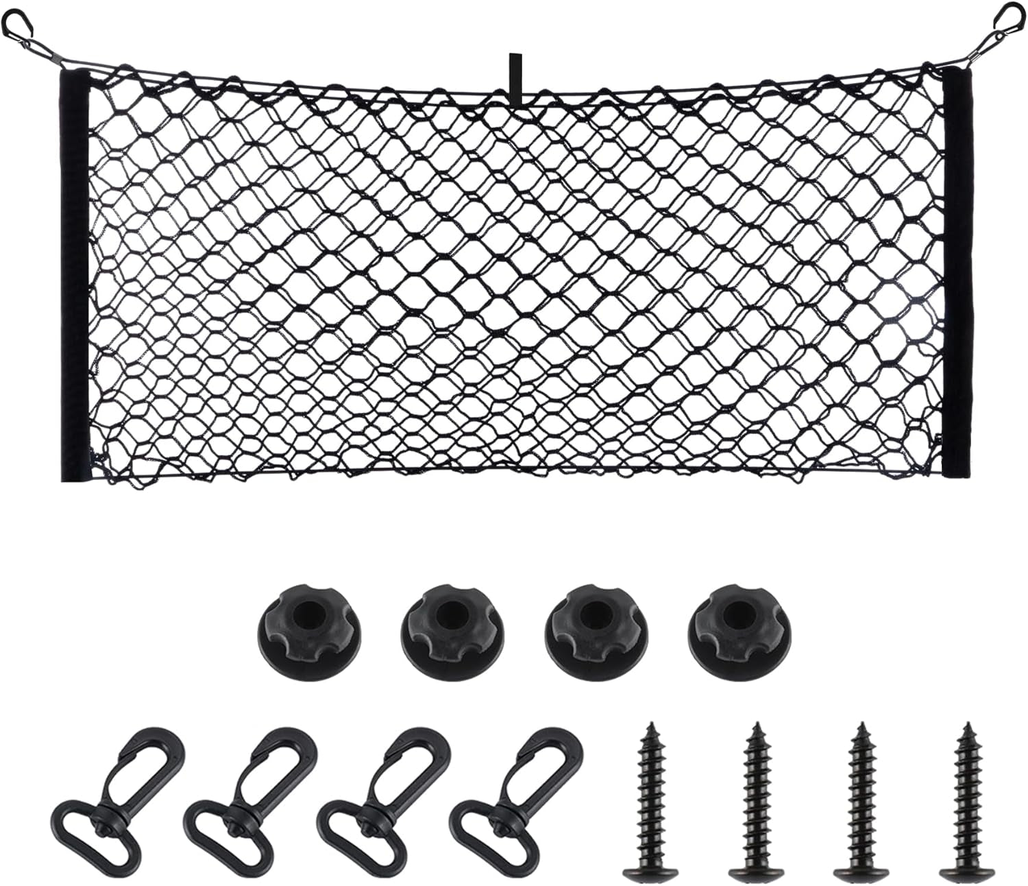 Truck Bed Cargo Net Stretchable, Adjustable Trunk Storage Net with Hook, Accessories for Pickup Bed Divider Organizer and Storage, Compatible with Chevy Silverado Ford F150 GMC (50"X 18")
